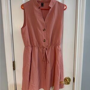 SHEIN Sleeveless Rose Button-Front Mini Dress